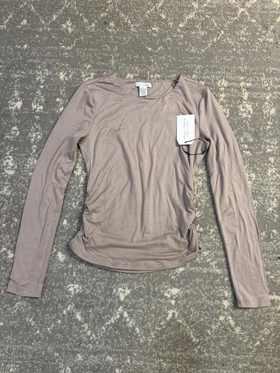 Better Together Tops - Better Together Long-Sleeve Side-Ruched Tee in Taupe
